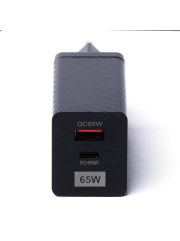 Wozinsky 65W GaN-Ladegerät mit USB C unterstützt QC 3.0 PD Schwarz in Schwarz
