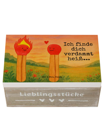 Mr. & Mrs. Panda Holzkiste Streichhölzer Design mit Spruch in Weiß