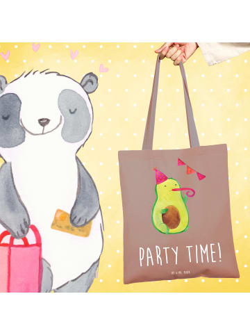 Mr. & Mrs. Panda Tragetasche Avocado Party Zeit mit Spruch in Braun Pastell