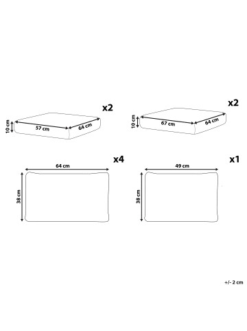 Beliani Kissenbezug AVOLA in Grau - (W) 57 x (H) 10 x (L) 64 cm
