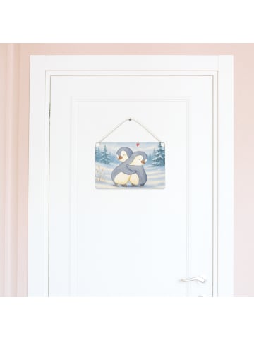 Mr. & Mrs. Panda holzbild Pinguine Kuscheln Design ohne Spruch in Weiß