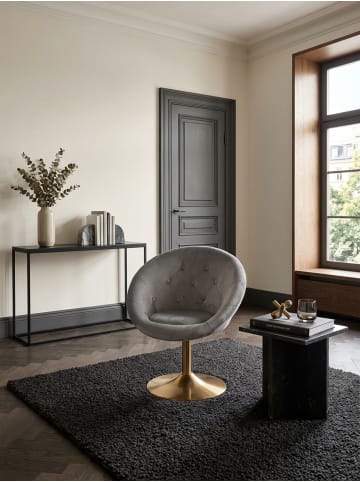 KADIMA DESIGN Loungesessel Samt / Gold Design Drehstuhl, Clubsessel in Grau