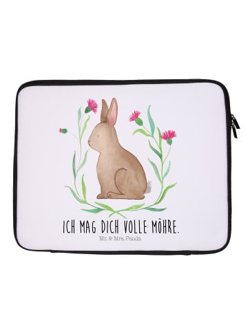 Mr. & Mrs. Panda Notebook Tasche Hase Sitzen mit Spruch in Weiß