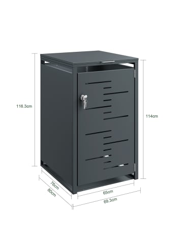 SoBuy Abfallsammler in Mattes Dunkelgrau - (W) 80 x (H) 116 x (L) 69 cm