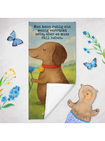 Mr. & Mrs. Panda Badhandtuch Hund Blume Design mit Spruch in Weiß