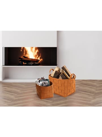N8WERK Aufbewahrungskorb Filz 40cm rostbraun mit Henkel Braun
