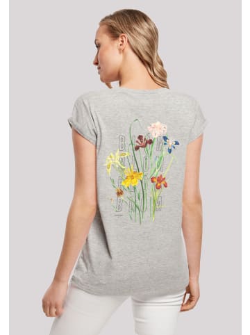 F4NT4STIC Extended Shoulder T-Shirt Blóm Blumenstrauss in grau meliert
