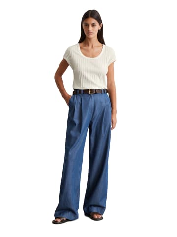 Marc O'Polo Pointelle-T-Shirt slim in white cotton