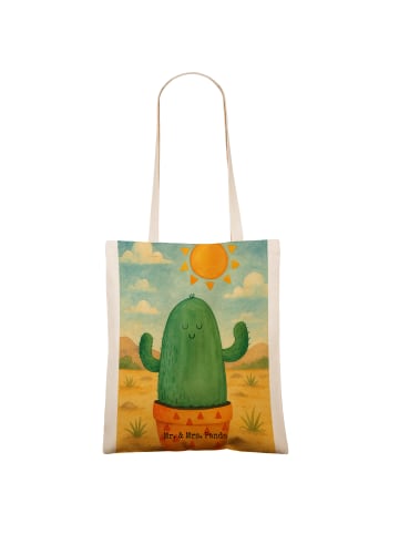 Mr. & Mrs. Panda Shopping Tasche Kaktus Sonne Design ohne Spruch in Weiß