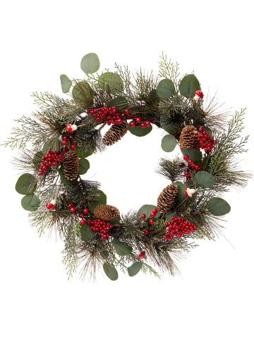 Home&Styling Collection Weihnachtskranz mit Eukalyptus und Pilzen in Grün, (B) 55 x (H) 10 x (L) 55 cm
