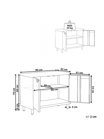 Beliani Büroschränke KORVO in Beige - (W) 90 x (H) 70 x (L) 42 cm