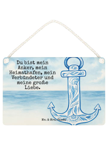 Mr. & Mrs. Panda Schild Anker Blau Design mit Spruch in Weiß