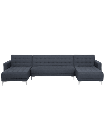 Beliani Modulsofa ABERDEEN in Grau/Silber - (W) 348 x (H) 83 x (L) 168 cm