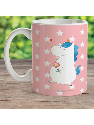 Mr. & Mrs. Panda Kaffeetasse Einhorn Spaziergang ohne Spruch in Rot Pastell