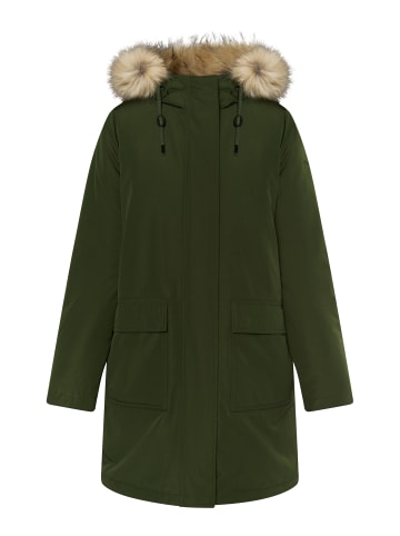DreiMaster Damen Winterparka Mit Kunstfell in Dunkelgrün