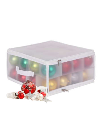 relaxdays Weihnachtskugel-Aufbewahrungsbox in Transparent/ Weiß - (B)36 x (H)18 x (T)36 cm
