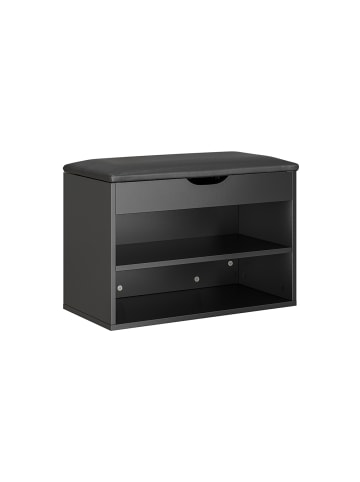 SoBuy Schuhbank in Matt-Schwarz - (W) 30 x (H) 43 x (L) 60 cm