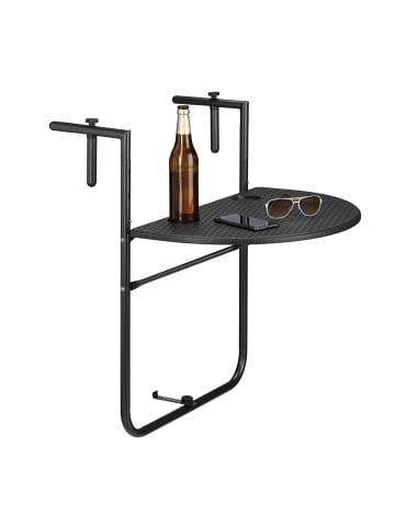 relaxdays Balkonhängetisch Bastian in Schwarz - (B)60 x (T)40 cm