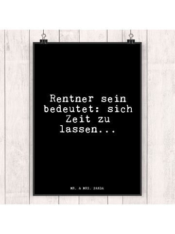 Mr. & Mrs. Panda Poster Rentner sein bedeutet: sich... mit Spruch in Schwarz