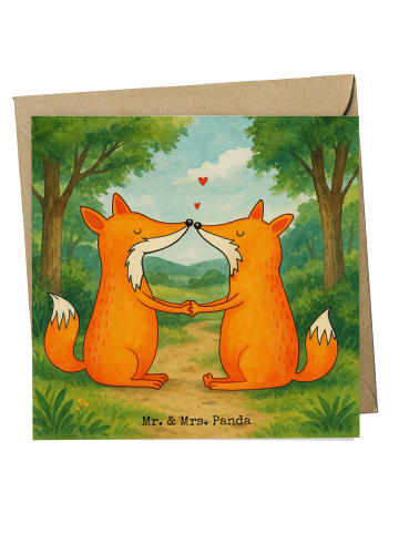Mr. & Mrs. Panda Grußkarte Füchse Liebe Design ohne Spruch in Weiß