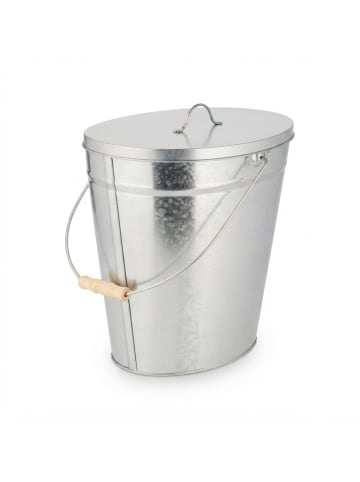 relaxdays Ascheeimer in Silber - 22 Liter