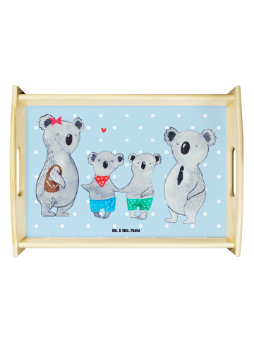 Mr. & Mrs. Panda Serviertablett Koala Familie zwei ohne Spruch in Blau Pastell