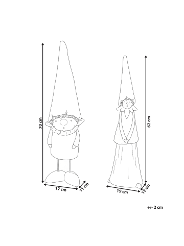 Beliani 2er-Set Gartenfigur GREVA in Bunt