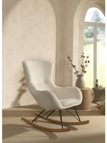 58 aufm Kessel SCHAUKELSTUHL Katreena 76x110x101 Bouclé Creme/Schwarz/Natur