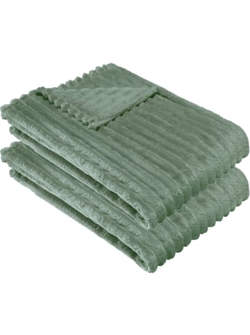 Erwin Müller Fleece, Microfaser Wohndecke 2er-Pack Aosta in pistazie