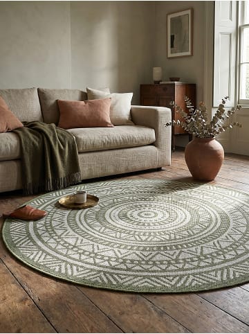 KADIMA DESIGN Teppich rund Orientalisch flachgewebt pflegeleicht Wohnzimmer Flur in Grün