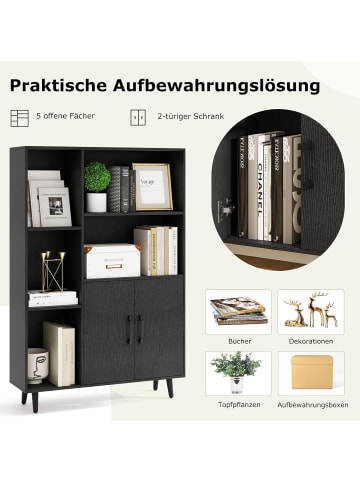 COSTWAY Bücherschrank 80 x 23,5 x 119 cm in Schwarz