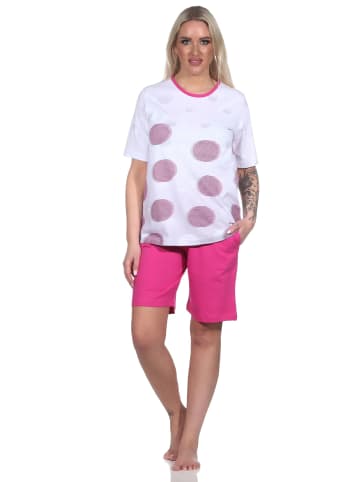 NORMANN kurzarm Schlafanzug Shorty TupfenPunkte - 79008 in pink