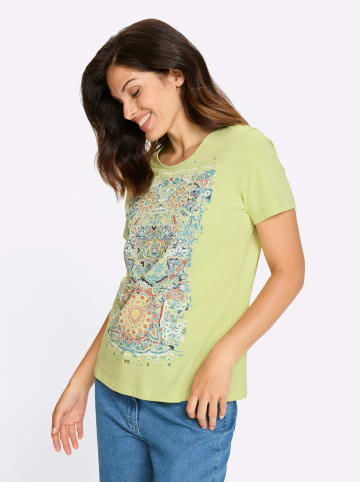 Sieh an! Kurzarm-Shirt in pistazie-jeansblau-bedruckt