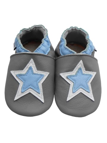 Yalion Leder-Krabbelschuhe "Stern" in Grau