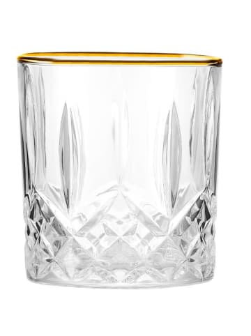 Cheffinger 6 tlg. Gläser-Set 340ml Vintage-Retro Design mit Goldumrandung in Transparent