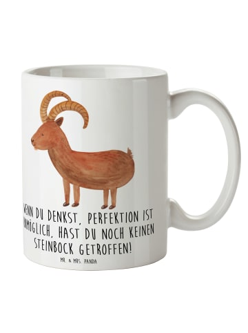 Mr. & Mrs. Panda Tasse Steinbock Perfektion mit Spruch in Weiß