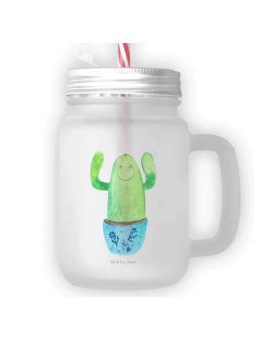 Mr. & Mrs. Panda Trinkglas Mason Jar Kaktus Happy ohne Spruch in Transparent