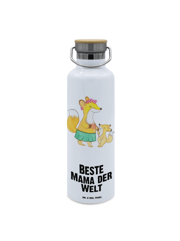 Mr. & Mrs. Panda Trinkflasche Fuchs Beste Mama der Welt mit Spruch in Weiß