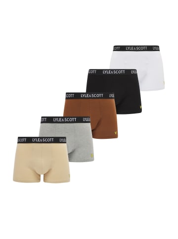 Lyle & Scott Trunks 5-Er Set in Schwarz/Meliertes Grau/Dunkelbeige/Weiß/Braun