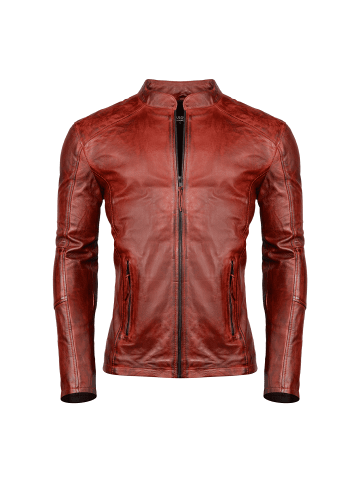 PAULGOS Lederjacke Übergangsjacke Biker Look Echtleder D3 in Rot