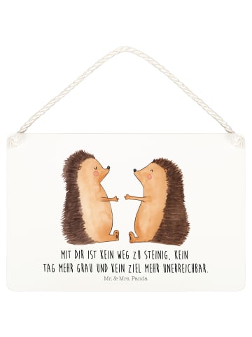 Mr. & Mrs. Panda Schild Igel Liebe mit Spruch in Weiß