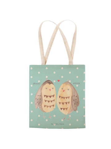 Mr. & Mrs. Panda Stofftasche Eulen Liebe ohne Spruch in Türkis Pastell