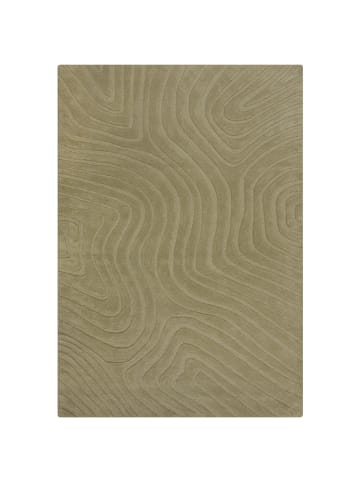 KADIMA DESIGN Wollteppich Wellen Abstrakt, Wohnzimmer in Olivegrün