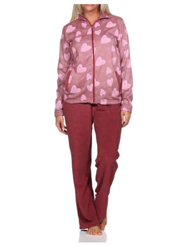 NORMANN langarm Hausanzug Homewear Herz - 82202 in beere
