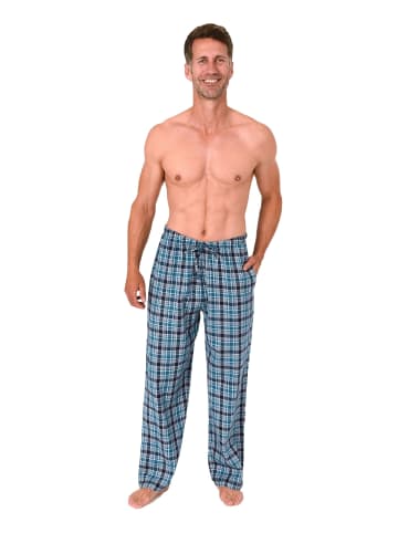 NORMANN Lange Schlafanzug Pyjama Flanell Hose kariert - 88100 in marine