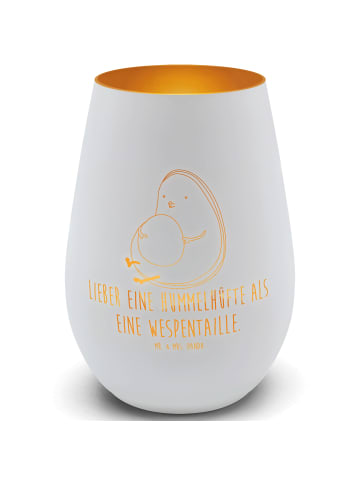Mr. & Mrs. Panda Gold Windlicht Avocado Pfeifen mit Spruch in Weiß