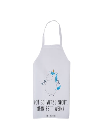 Mr. & Mrs. Panda Kochschürze Einhorn Fitness mit Spruch in Weiß