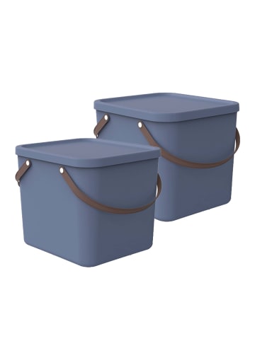 Rotho 2er-Set Aufbewahrungsbox 40l mit Deckel in Horizon blau