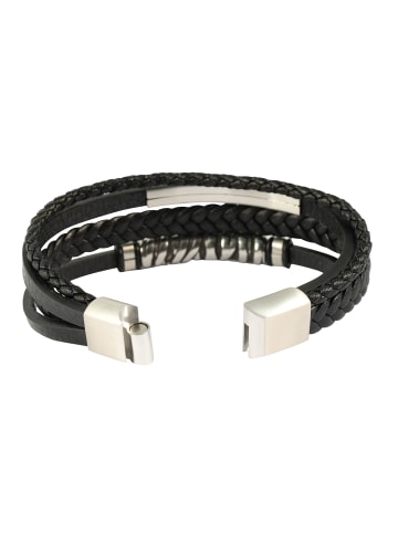 Adeliás Herren Armband – Lederarmband aus Leder 23 cm in schwarz