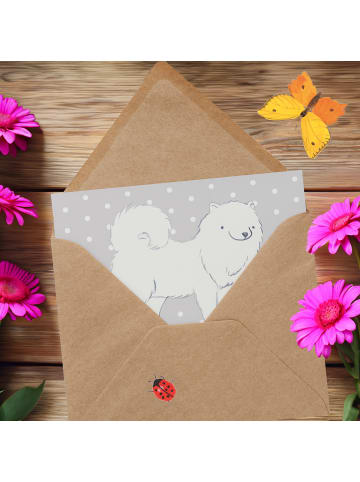 Mr. & Mrs. Panda Deluxe Karte Samojede Moment mit Spruch in Grau Pastell